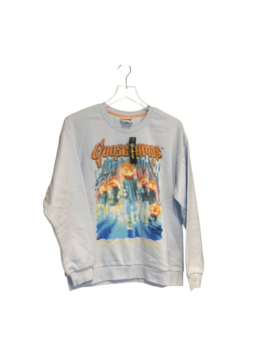 GOOSEBUMPS Medium Light Blue Crew Neck Sweatshirt ATTACK OF THE JACK-O-LANTERNS